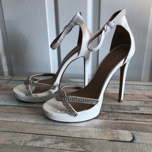 Charlotte Russe White Ankle strap heels with bling
